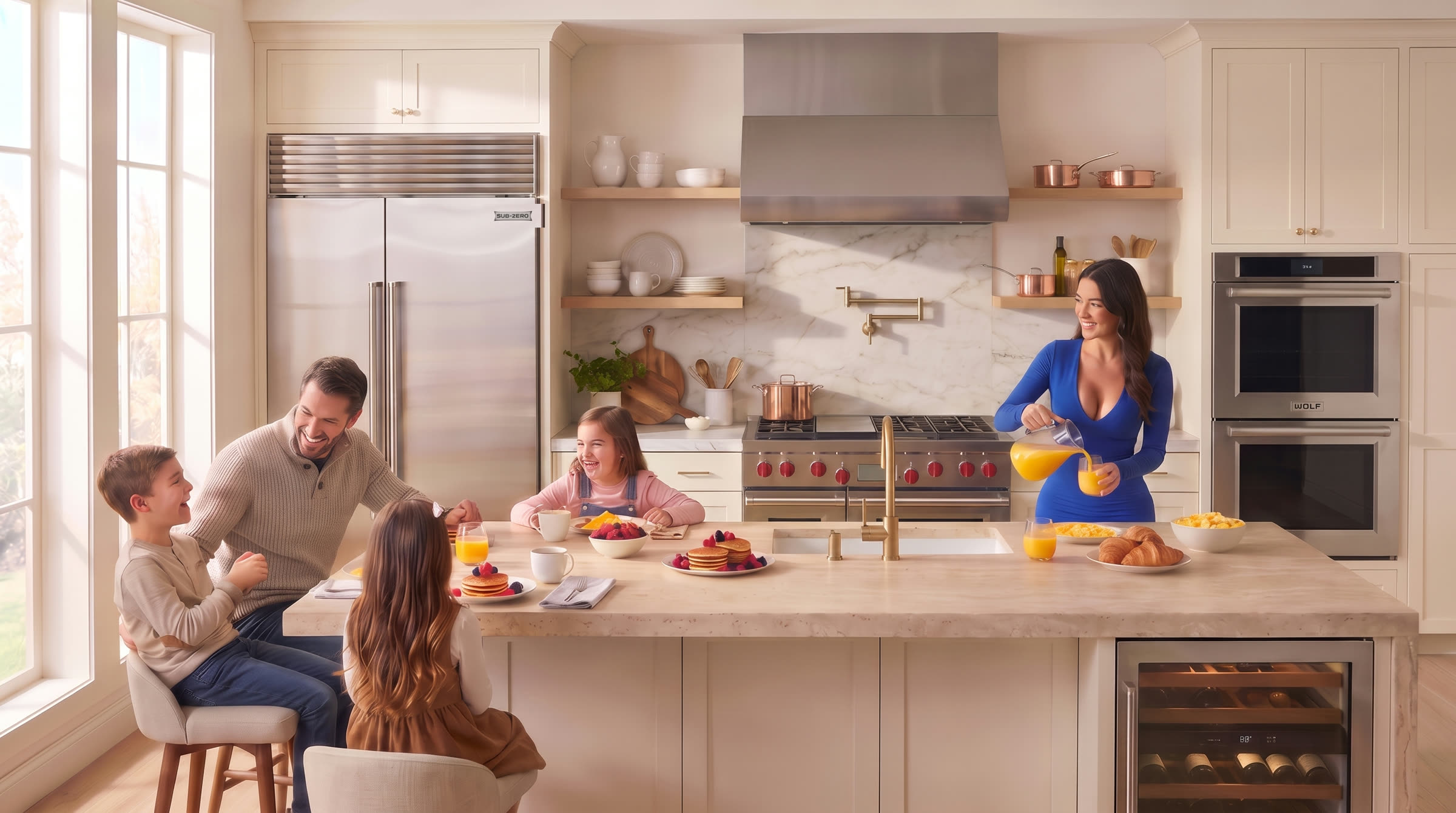 Family breakfast in a kitchen kept by Noble
